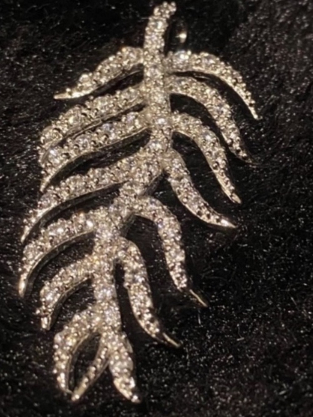Sterling CZ Leaf Pendant Necklace - Silver